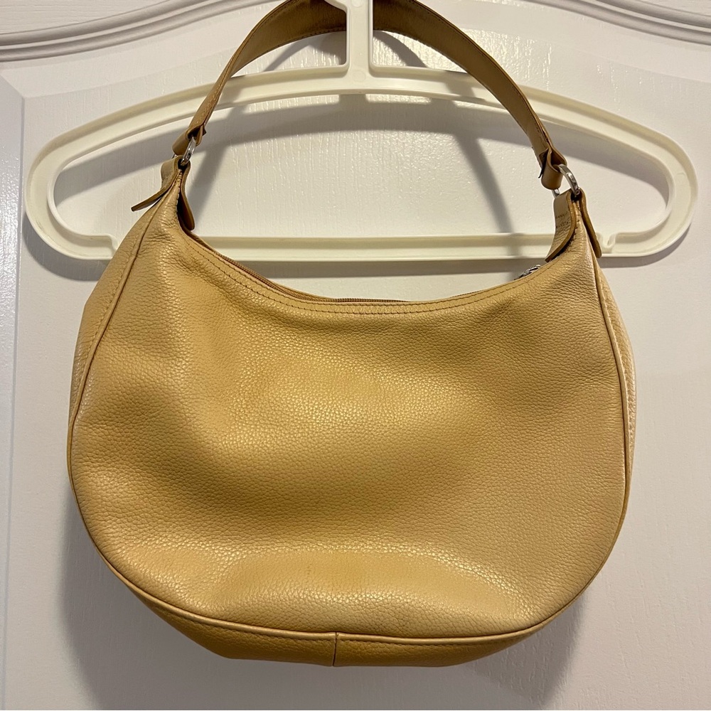 Longchamp Pebbled Leather Shoulder Bag with Bow Detail – Beige/Tan - Picture 3 of 16